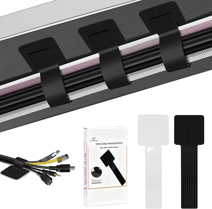 48Pcs Upgraded Under Desk Cable Ties - Self Adhesive Sticky Back Hook and Loop Straps, Wire Cord ... | Amazon (US)