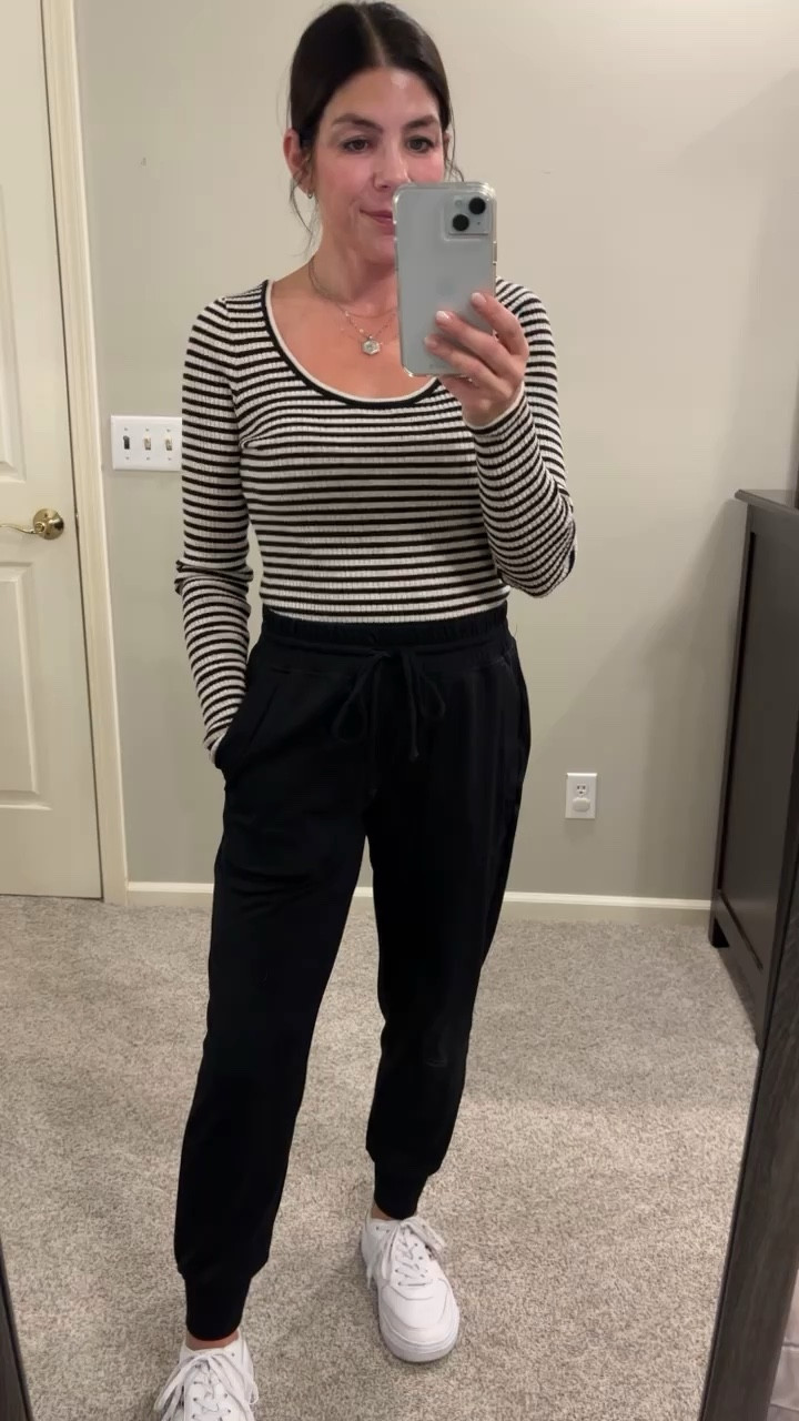 Winter Neutral Look: Target Ribbed Tee + Black Joggers ❄️.  I’m wearing a size Medium in the top and XS in the joggers.

#LTKstyletip #LTKU #LTKfitness