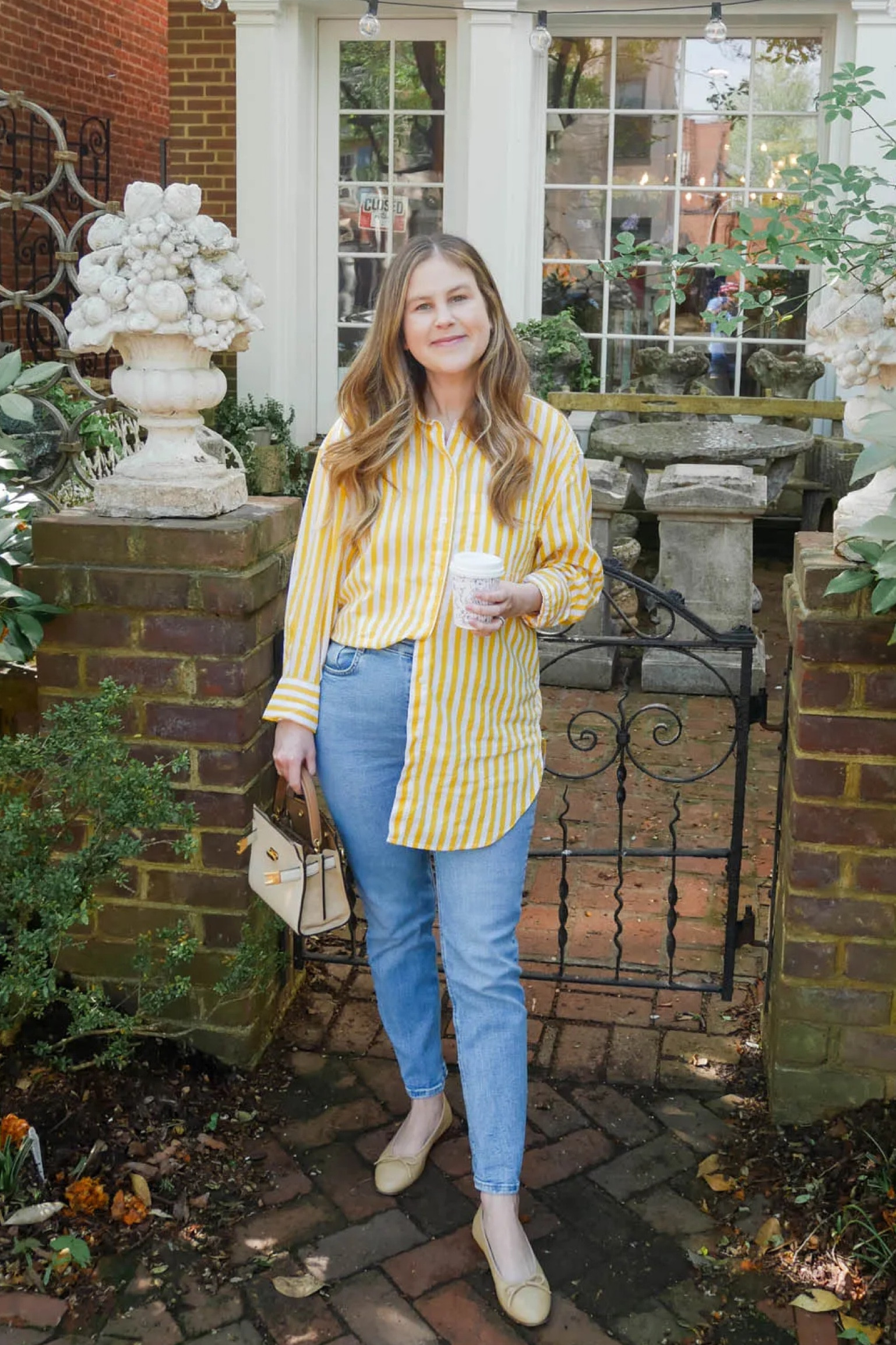 This yellow and white stripe button up was one of my most worn tops last spring! It’s a linen blend. I found a new one this season that’s very similar, and it is also a linen and cotton blend! The stripes are slightly smaller.

#LTKfindsunder50 #LTKSeasonal