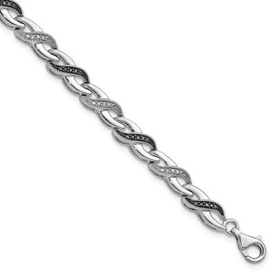 Black Bow Jewelry Black & White Diamond Infinity Bracelet in Sterling Silver, 7.5 Inch | Target
