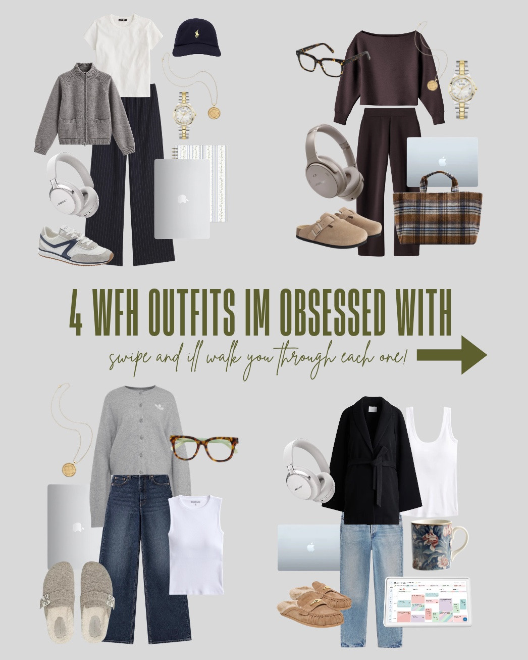 5 years of working from home taught me I want to be comfy but still able to run out the door without changing 🤍 Here are 4 easy WFH outfits, mostly pieces I already own and love. Nothing complicated, just cute and comfortable!