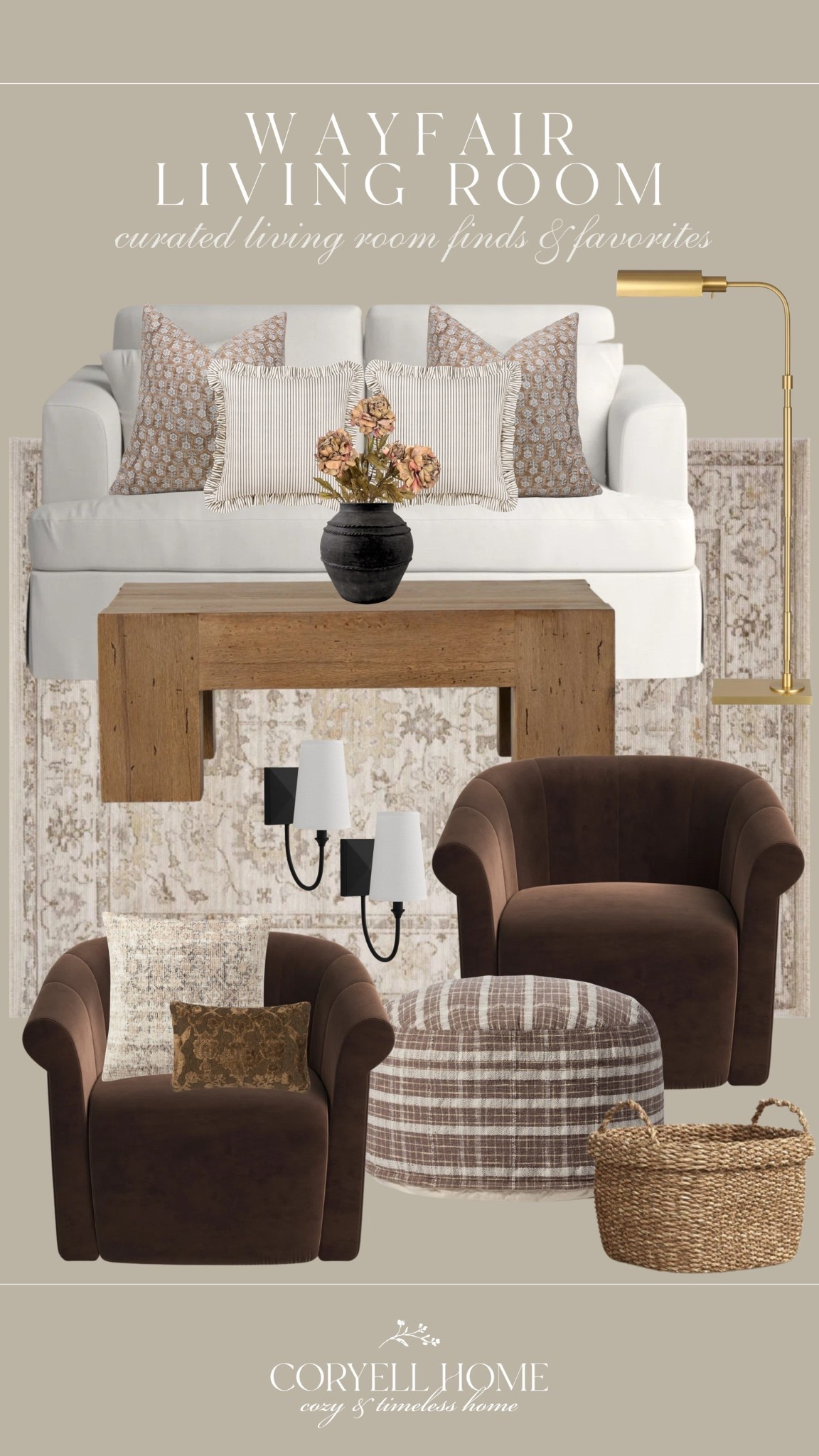 Wayfair living room 🤎 Loving this neutral living room moodboard 😍 