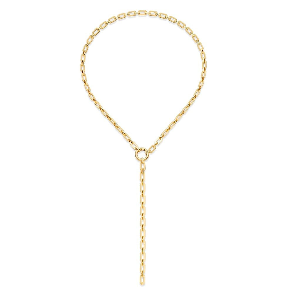 Chunky Gold Y Necklace for Women,Dainty Statement Long Chain 14k Gold Plated Lariat Necklace Summ... | Amazon (US)
