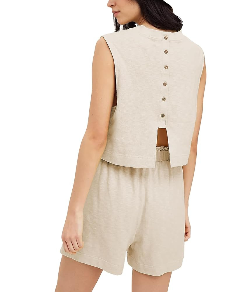 Lounge Sets for Women Summer 2 Piece Outfits Sleeveless Tank Tops Matching Shorts Workout Set Bea... | Amazon (US)