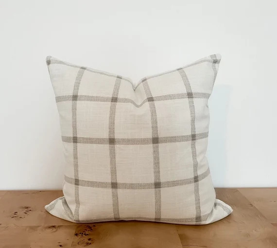 Beige and Cream Checkered Pillow Cover Neutral Check - Etsy | Etsy (US)