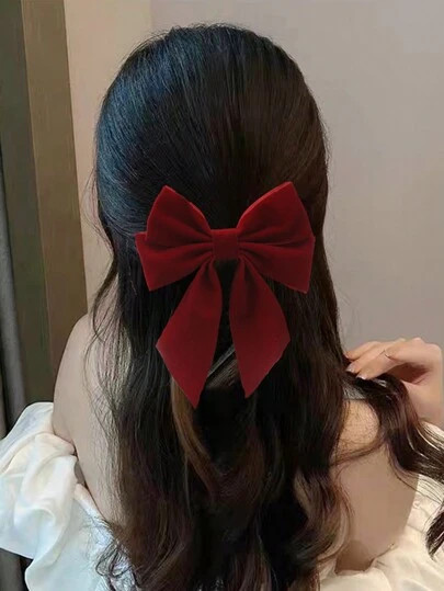 1pc Fashionable High-Grade Red Bow Headwear Hair Clip, Suitable For Daily And Christmas Wear Cute... | SHEIN