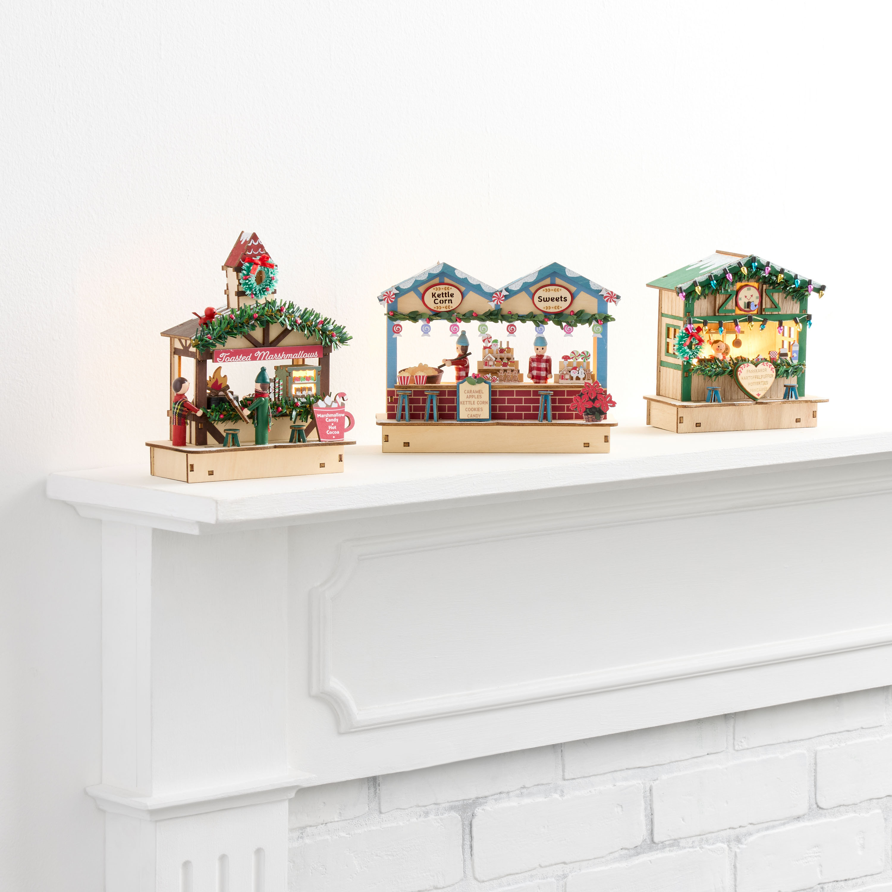 Laser Cut Wood Food Stalls LED Light Up Decor Collection | World Market