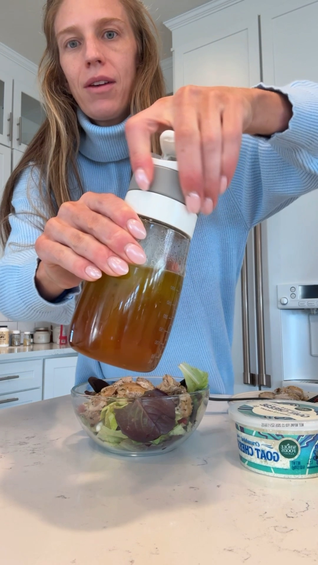 Sale dressing container that has a spinner inside that mixes everything today 