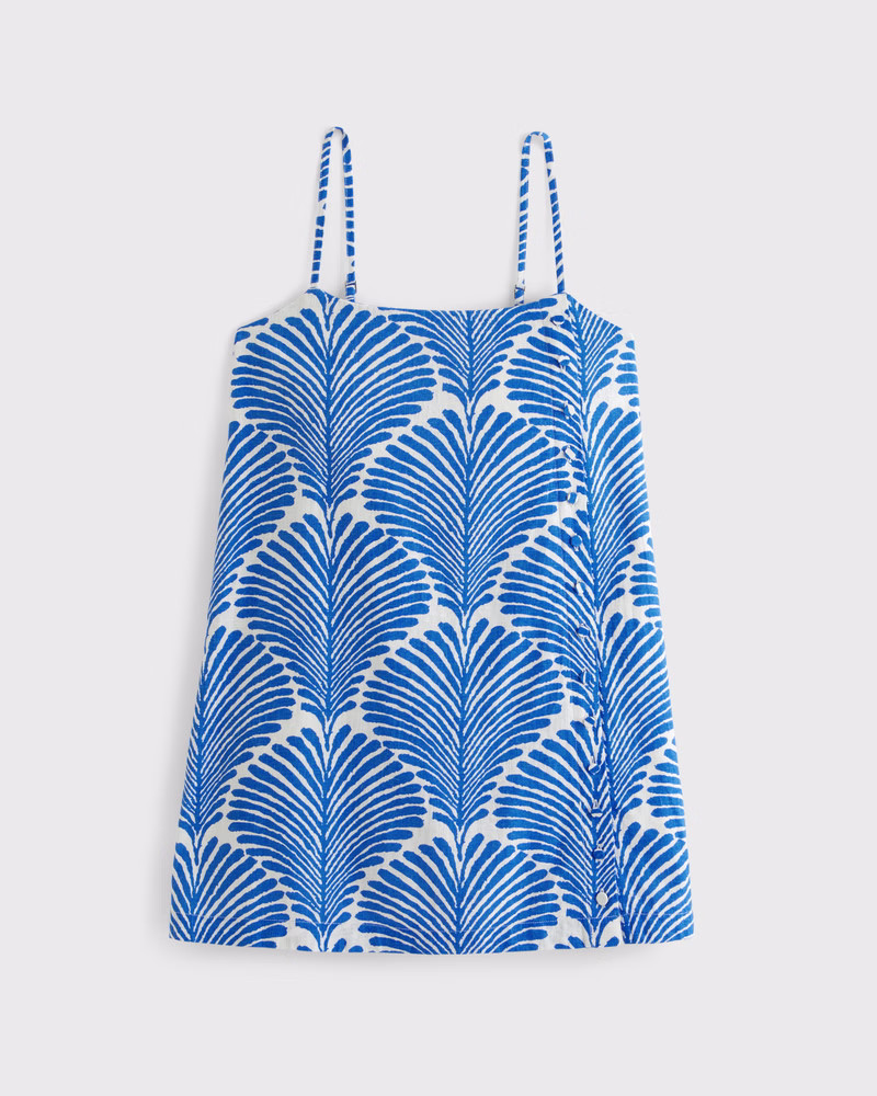 Linen-Blend Button Skort | Abercrombie & Fitch (US)