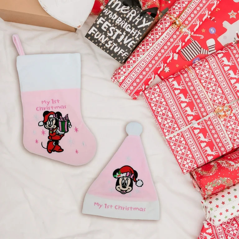 Minnie Mouse Baby's First Christmas, 8 inch Mini Satin Stocking, by Ruz | Walmart (US)
