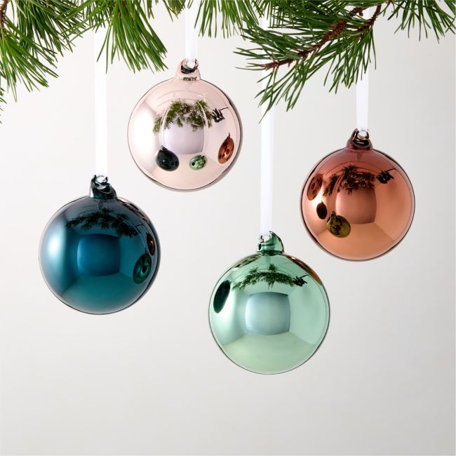 Radiant Round Metallic Multicolor Christmas Tree Ornaments Set of 4 | CB2