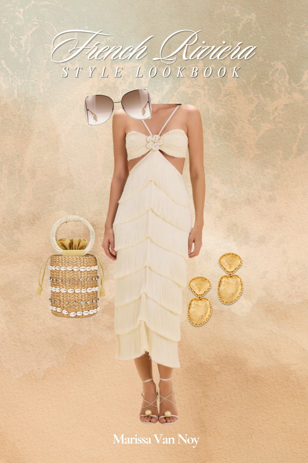Summer isn't complete without at least one trip to the French Riviera. 🌴🌊  

I paired this Fringe midi dress with golden drop earrings, woven shell basket bag and oversized @Gucci frames.
 

 #LTKootd #LTKSeasonal #LTKTravel