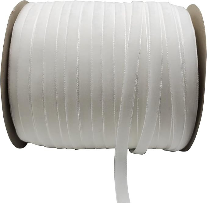 10 Yards White Velvet Ribbon Spool (White, 3/8") | Amazon (US)