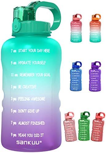 SANKUU Large 1 Gallon/128oz Gallon Water Bottle Motivational with Time Marker & Straw, Leakproof ... | Amazon (US)