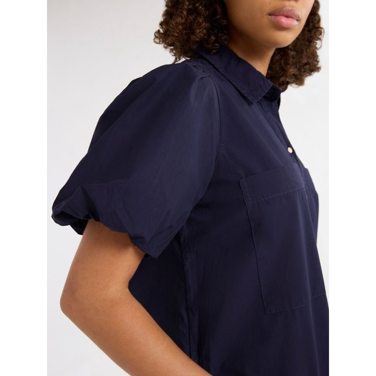 Free Assembly Women’s and Women's Plus Cotton Ruffle Mini Dress with Puff Sleeves, Sizes XS-4X | Walmart (US)