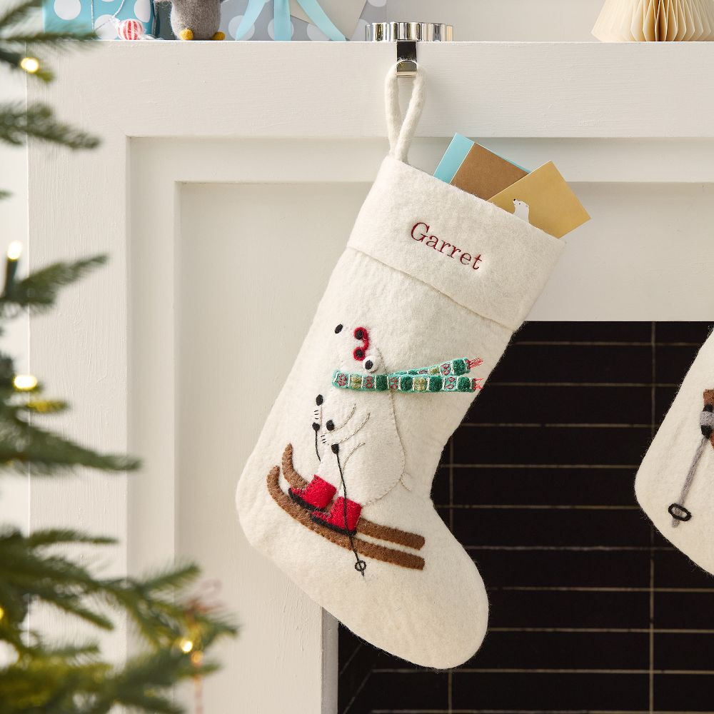 Polar Bear Skier Felt Stocking | West Elm (US)
