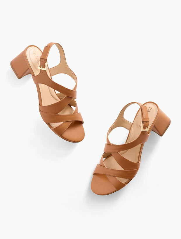 Millie Straps Nappa Block Heel Sandals | Talbots