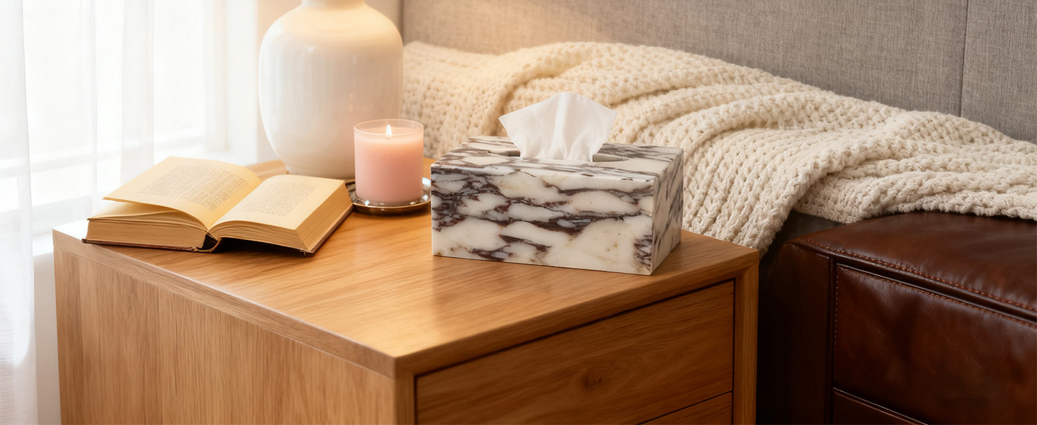 Noble and Light Luxury Natural Travertine Marble Household Tissue Box for Bathroom | Office | Des... | Amazon (US)
