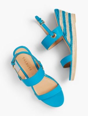 Lyndsay Woven Espadrille Wedges - Nappa with Stripe Heel | Talbots