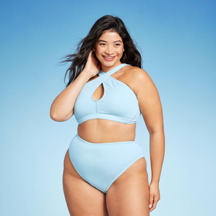 Women's Cross Front Pucker Textured Halter Bikini Top - Wild Fable™ | Target