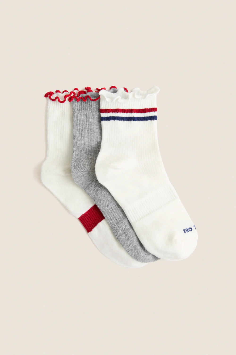 White and Gray Ruffle Sock Set of 3 | Tuckernuck (US)