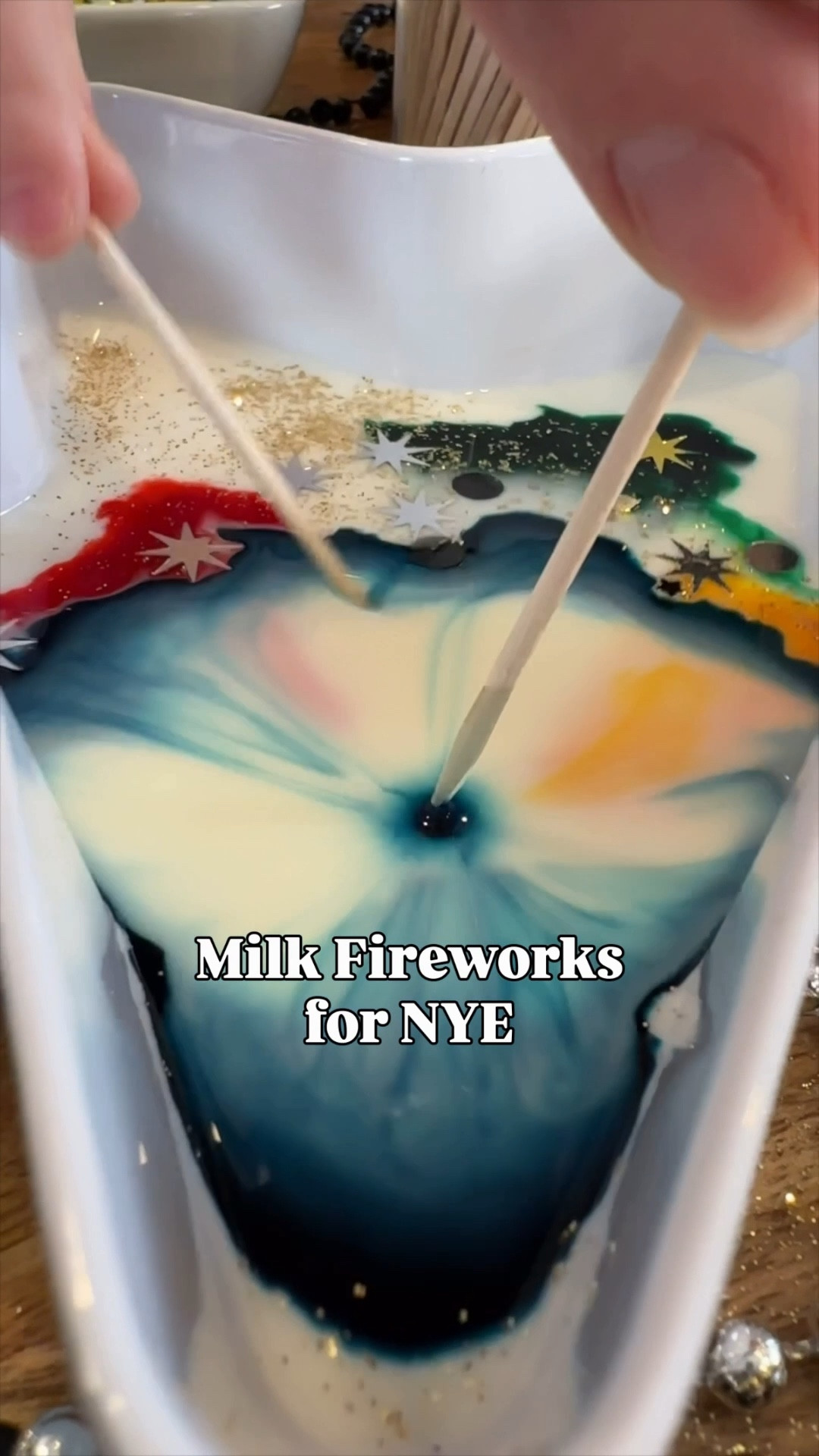 We’re bringing this one back! ✨ Ring in the New Year with some sparkling milk fireworks! 🎇✨ Add whole milk to a dish, sprinkle in glitter, food coloring, and confetti, then dip a toothpick in dish soap to watch the magic happen! 🌀 A fun and festive activity to bring in the new year with a bang—perfect for kids and adults alike! 🌈🥳 

#NewYearsFun #MilkFireworks #FamilyActivities #NewYearsEve #STEMActivities #HappyNewYear #LTKFamily 

#LTKSeasonal #LTKmomlife #LTKHoliday
