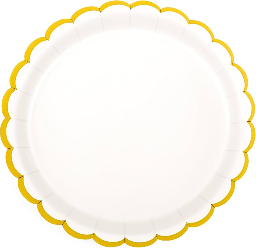 White Paper Plates Disposable Dessert Party Plates 7inch Gold Foil Scalloped Plate for Christmas ... | Amazon (US)