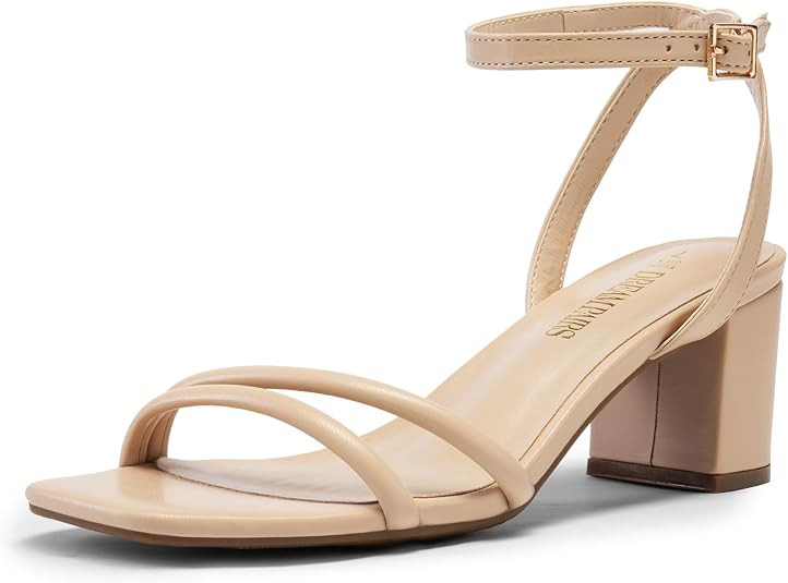 DREAM PAIRS Women's Chunky Block Heel Sandal | asymmetric strap design, 2.36 inch square-toe chun... | Amazon (US)