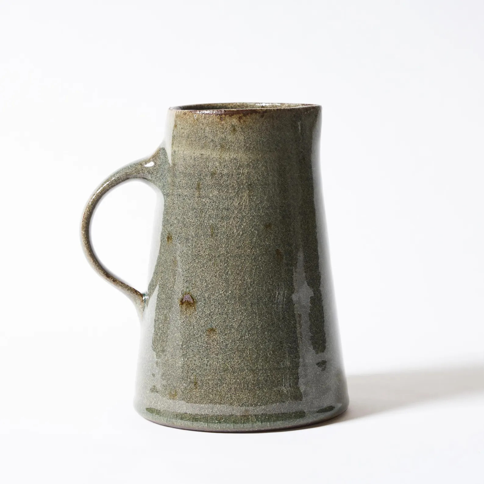 Handmade Stoneware Short Pitcher Mossy Green Crackle Glaze - Etsy | Etsy (Global)