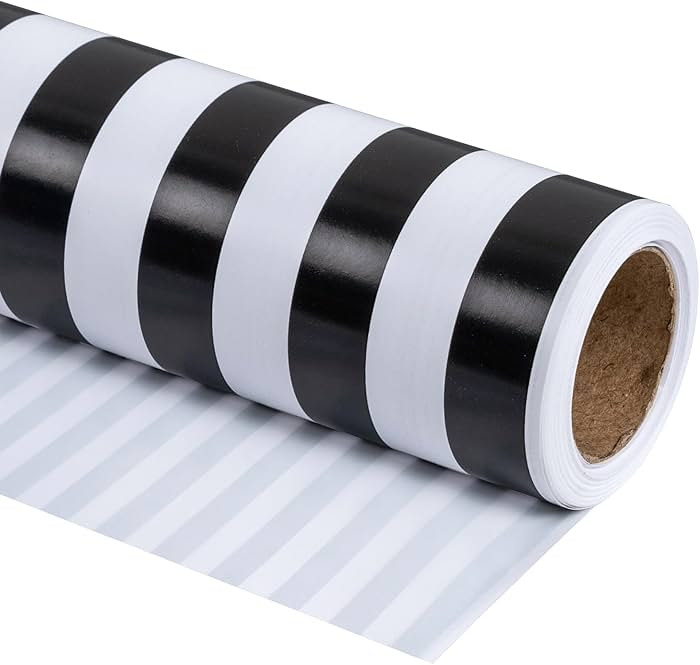 RUSPEPA Wrapping Paper - Mini Roll - Black and White Stripe Design Perfect for Wedding, Birthday,... | Amazon (US)