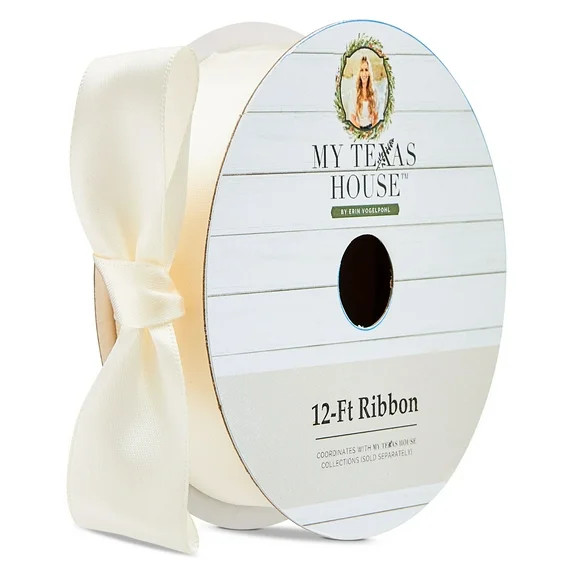 Ivory Satin Christmas Ribbon, 12', by My Texas House | Walmart (US)