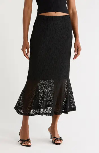 Melrose and Market Lace Midi Skirt in Black at Nordstrom Rack, Size Medium | Nordstrom Rack