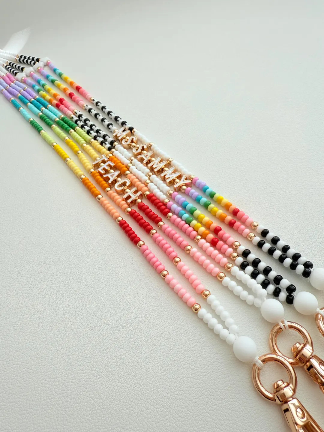 NEW Rainbow Colorful Teacher Lanyard: Seed Beads, Breakaway Clasp, Back to School | Etsy (US)