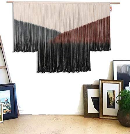 Macrame Wall Hanging Large Black Tie-Dye Geometric Décor Bohemian Yarn Tapestry Home Boho Wall D... | Amazon (US)