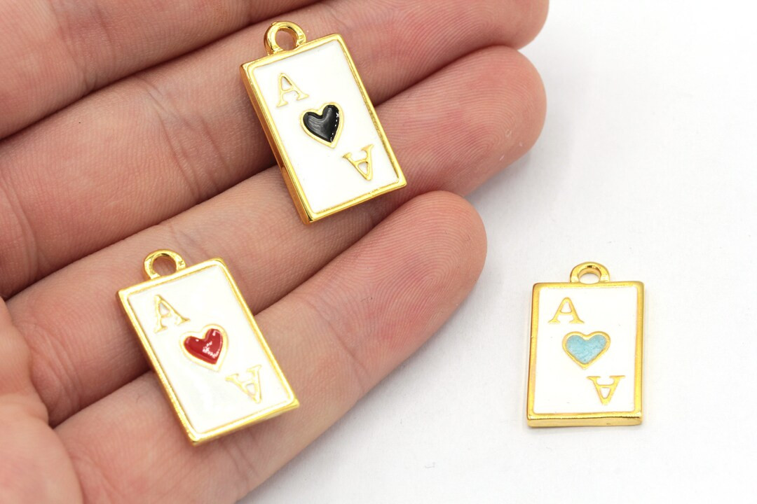 13x23mm 24k Shiny Gold Playing Card Charm, Enamel Playing Card Pendant, Las Vegas Charm, Poker Pe... | Etsy (US)