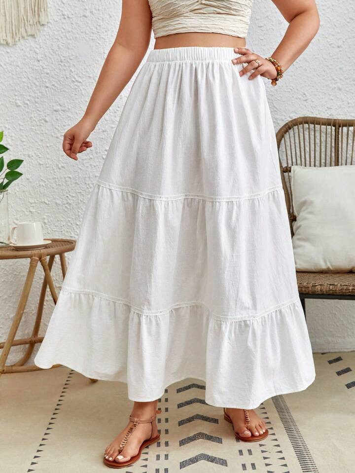 SHEIN VCAY Plus Ruffle Hem Skirt | SHEIN