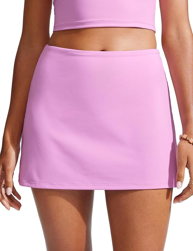 CRZ YOGA Womens High Waisted Swim Skirt A Line Swimsuit Skorts Side Slit Bathing Suit Bikini Bott... | Amazon (US)