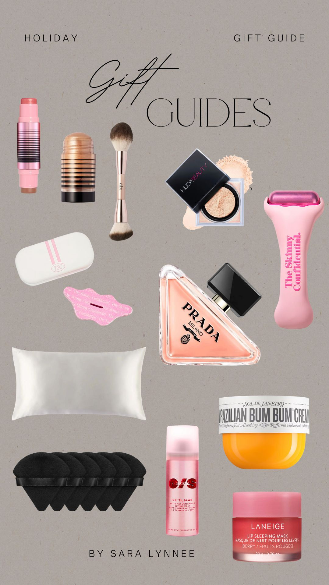 Gifts for Her:
Prada Paradoxe Eau de Parfum (a sophisticated, luxurious fragrance)
The Skinny Confidential Ice Roller (for soothing the skin and reducing puffiness)
Mouth Tape (helps with breathing better during sleep and improving skin health)
Silk Pillowcase (gentle on hair and skin, perfect for beauty sleep)
Makeup Dibs Beauty Status Glow Stick (for that perfect dewy glow)
Cream and Blush Bronzers (for a natural, sun-kissed look)
Makeup Brushes (a high-quality set for flawless application)
Setting Powder (to keep makeup in place all day)
Makeup Setting Spray (ensures long-lasting makeup throughout the day)
Bum Bum Lotion (luxurious body lotion with a delicious scent)  

 #LTKCyberWeek #LTKGiftGuide #LTKHoliday