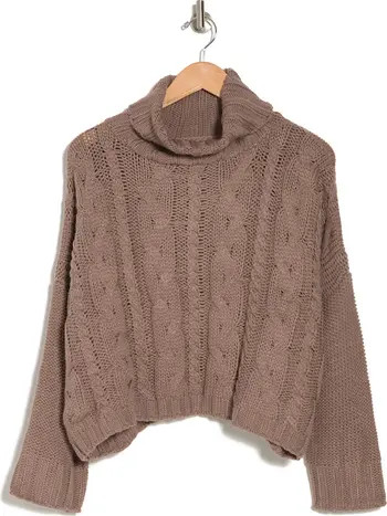 Turtleneck Cable Knit Crop Sweater | Nordstrom Rack