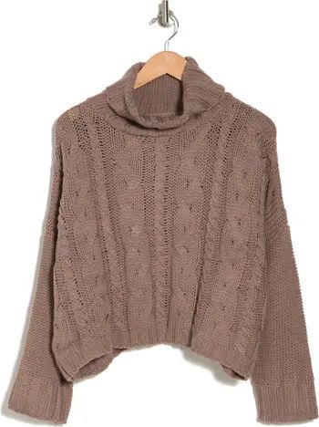 Turtleneck Cable Knit Crop Sweater | Nordstrom Rack