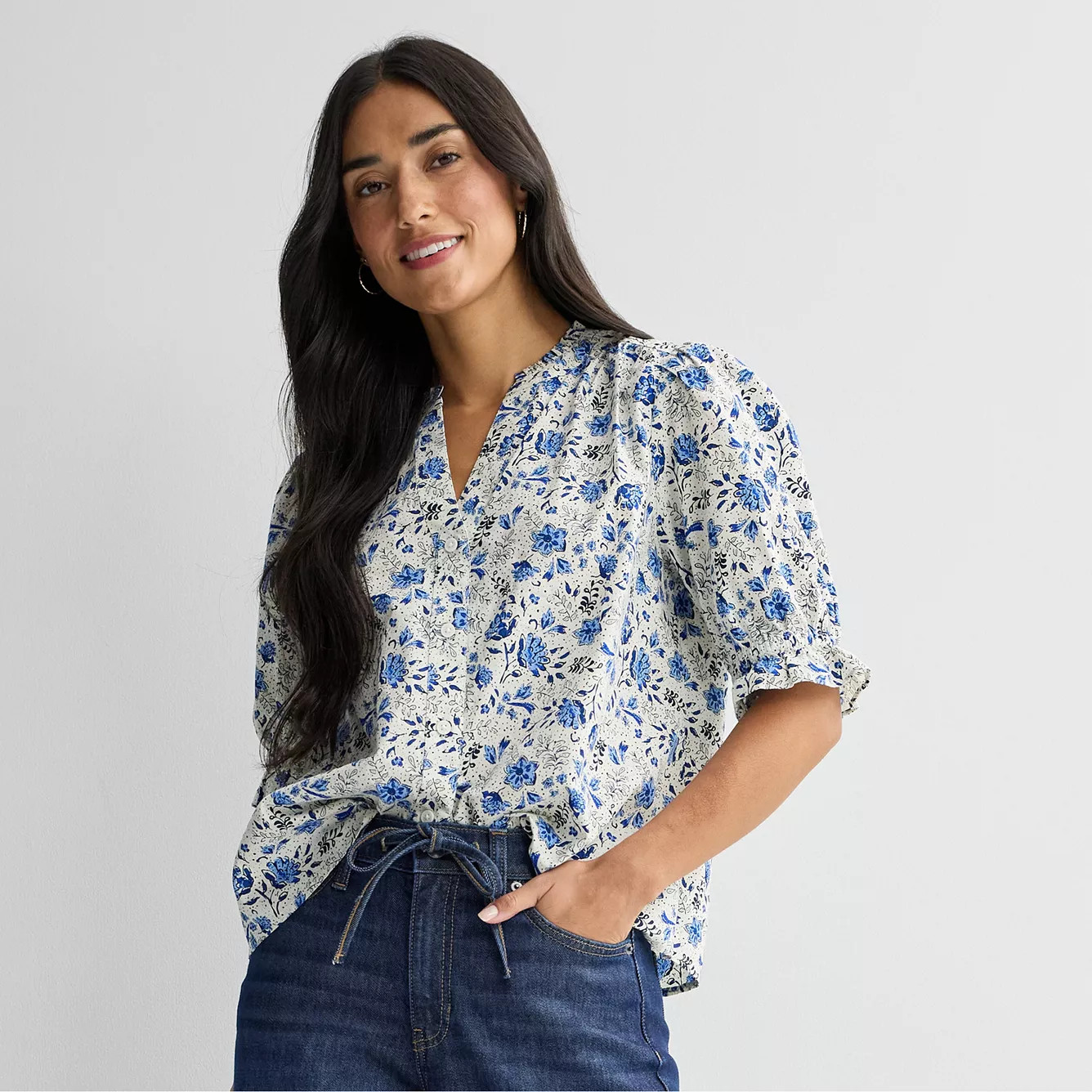Women's Sonoma Goods For Life\u00ae Puff Sleeve Button Front Top | Kohl's