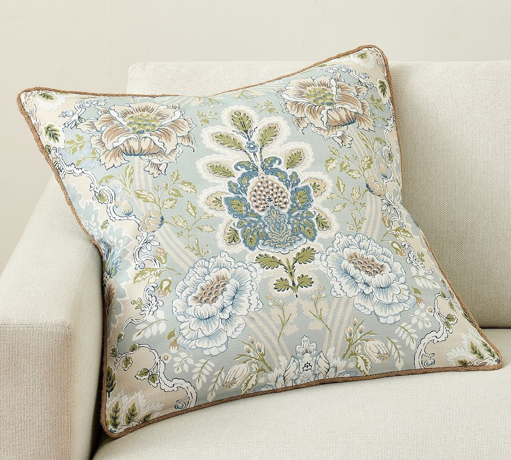 Kravet Arboretum Petite Floral Pillow Cover, 24", Meadow Blue/Sage Green | Pottery Barn (US)