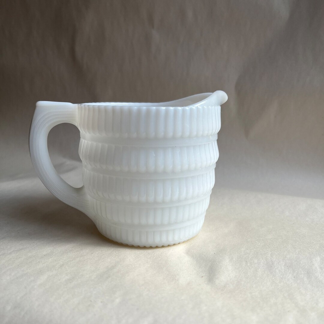 Vintage White Milk Glass Hazel Atlas Beehive Pattern Creamer Pitcher - Etsy | Etsy (US)