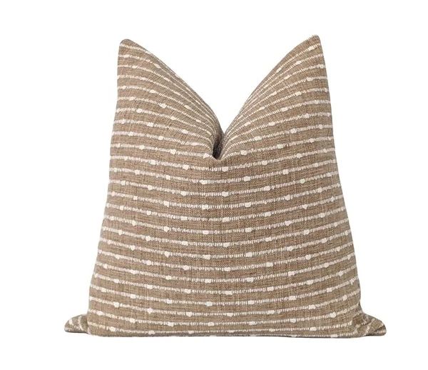 Aberdeen Woven Tan and Cream Stripe Pillow | Land of Pillows