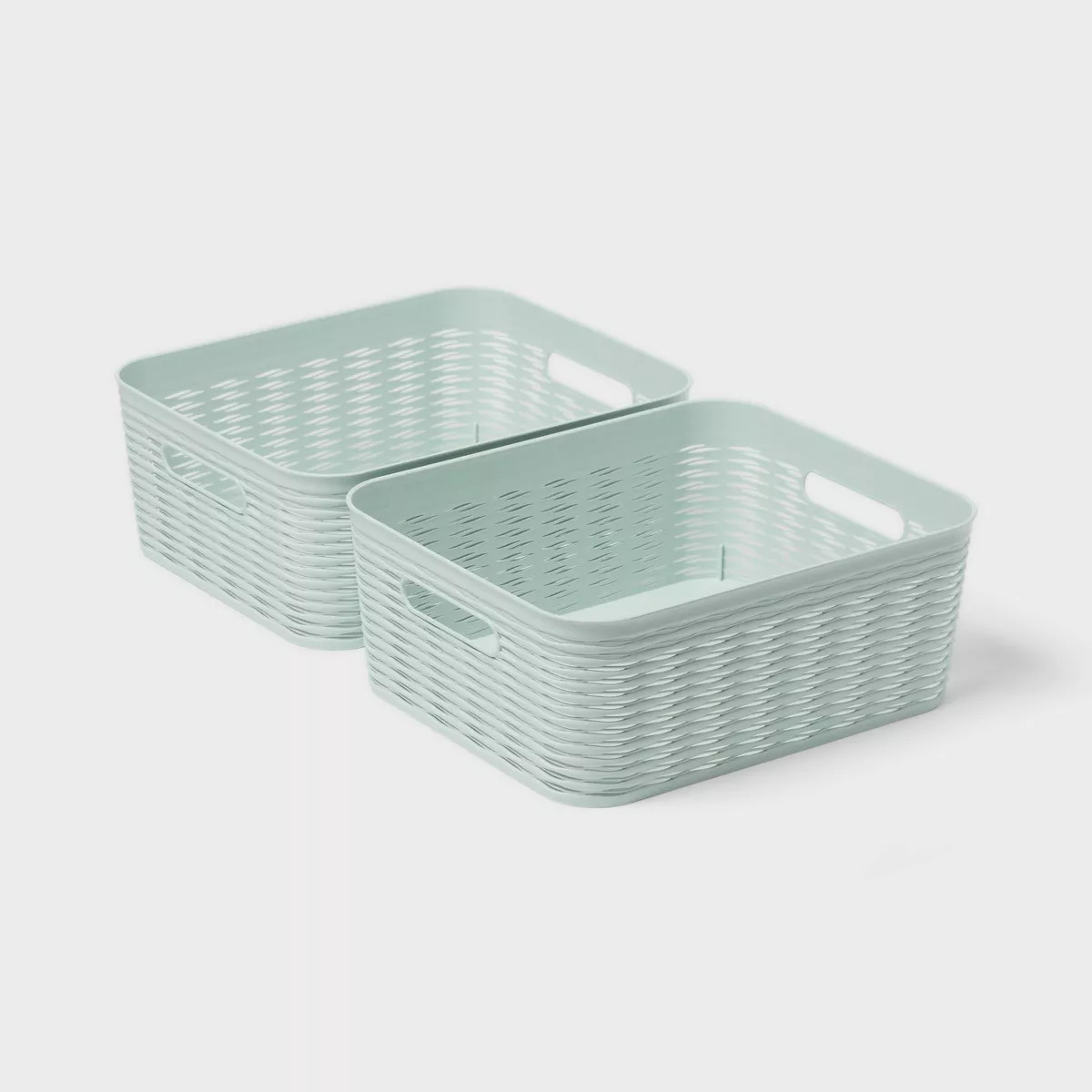 2pk Wave Medium Decorative Basket Mint Green - Brightroom™ | Target