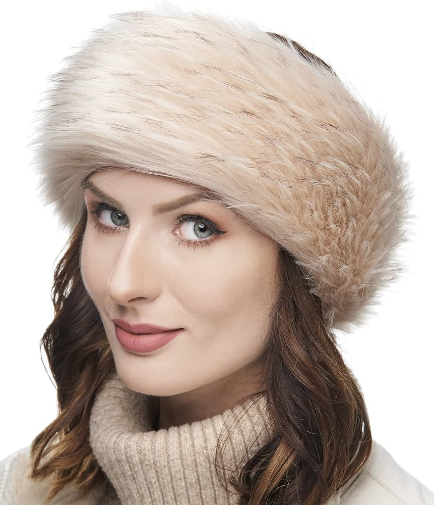 Futrzane Classic Headband - Faux Fur Headbands for Women - Furry Band for Winter - Size S (Ivory ... | Amazon (US)