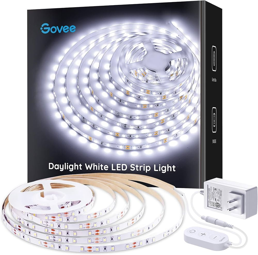 Govee White LED Strip Lights, Upgraded 16.4ft Dimmable LED Light Strip 6500K Bright Daylight Whit... | Amazon (US)