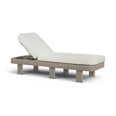 Audiel Cream Olefin Water Resistant Fabric And Wicker Outdoor Patio Chaise Lounge Chair | Wayfair North America