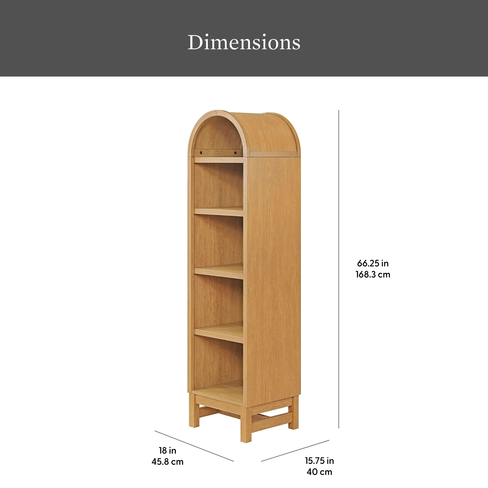 Better Homes & Gardens Juliet Narrow Arch Bookcase, Light Honey Wood Finish | Walmart (US)