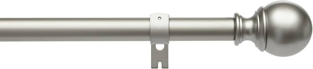 Amazon Basics 1-Inch Curtain Rod with Round Finials - 1-Pack, 72 to 144 Inch, Nickel | Amazon (US)
